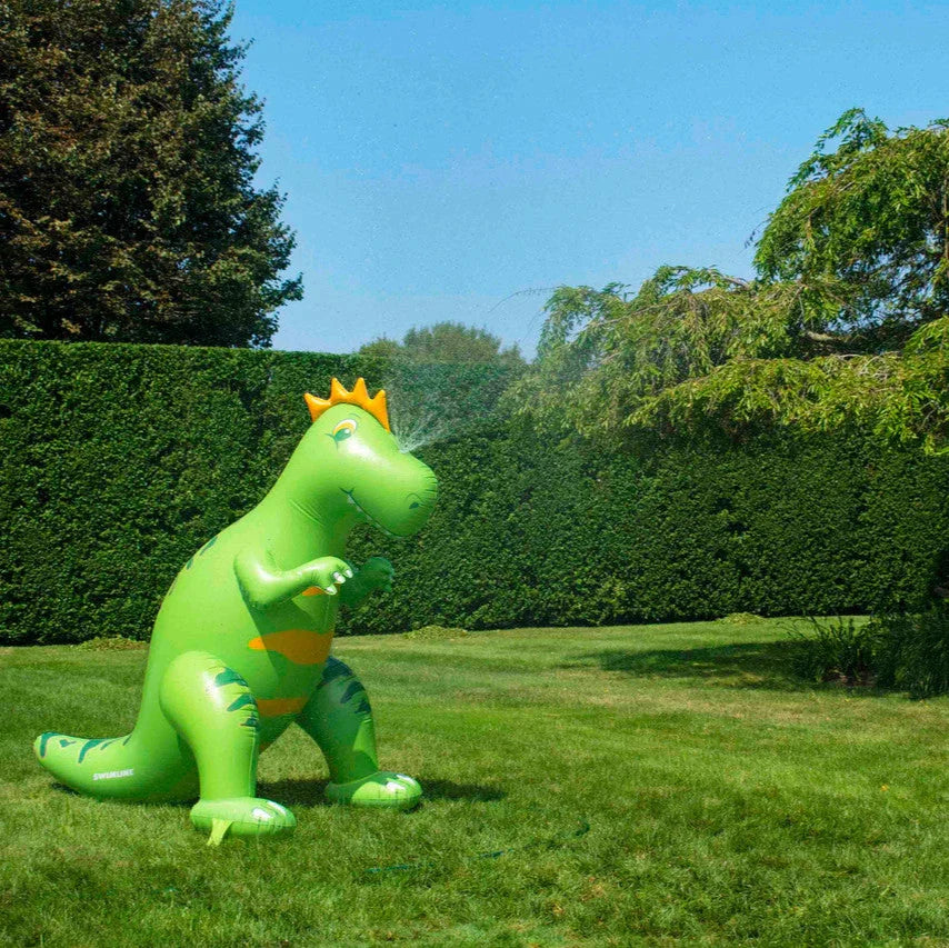 Arroseur gonflable dinosaure vert pour jardin, jeu d'eau extérieur pour enfants