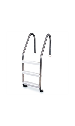 Échelle en acier inoxydable (316L) grade marine - 3 marches de plastique blanches