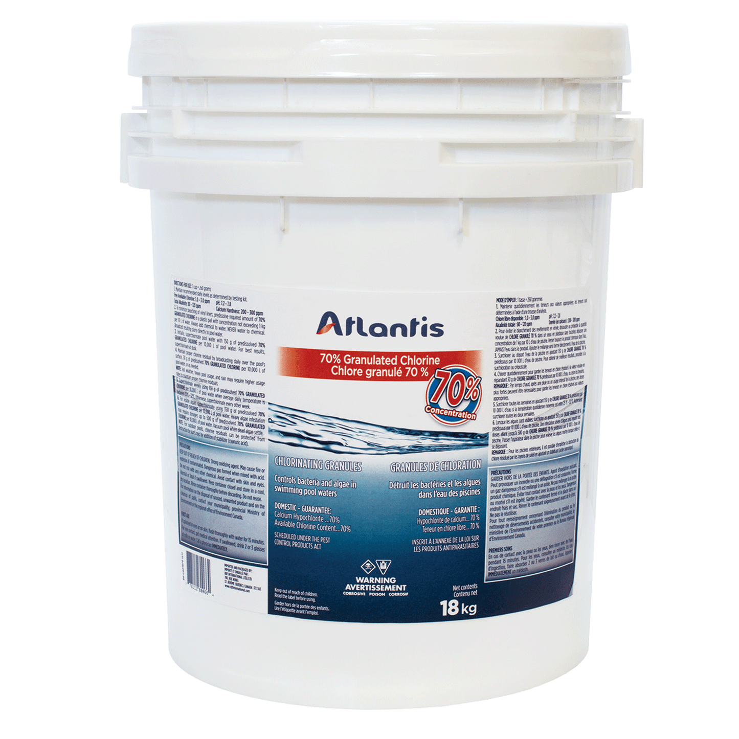 ATLANTIS CHLORE GRANULE 70% 18 KG - Piscines Geyser