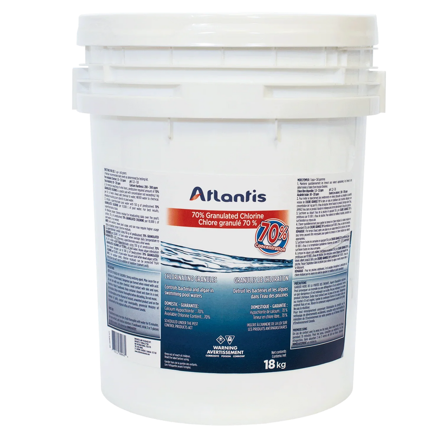 ATLANTIS CHLORE GRANULE 70% 18 KG - Piscines Geyser
