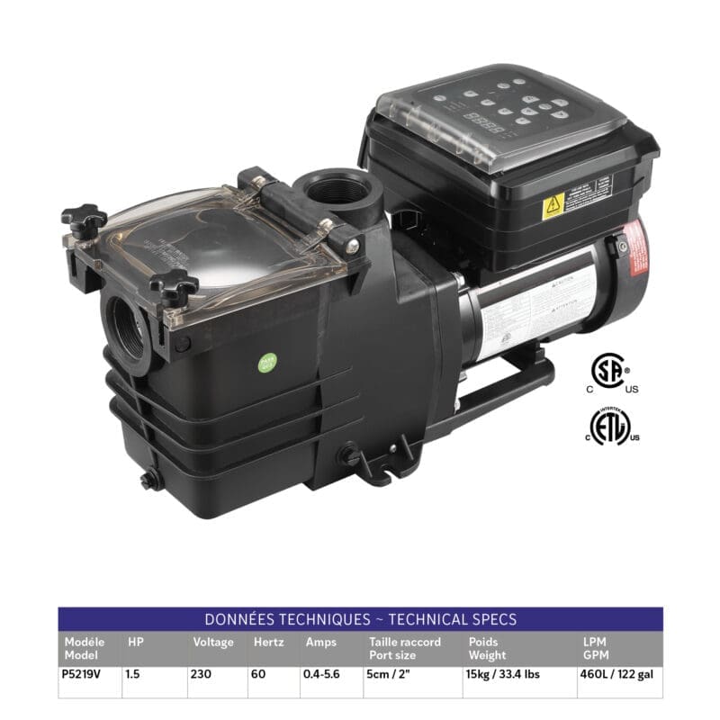 OLYMPIC VARIABLE SPEED PUMP FOR IN-GROUND POOL, 1.5 HP/ 230 V - P5219V