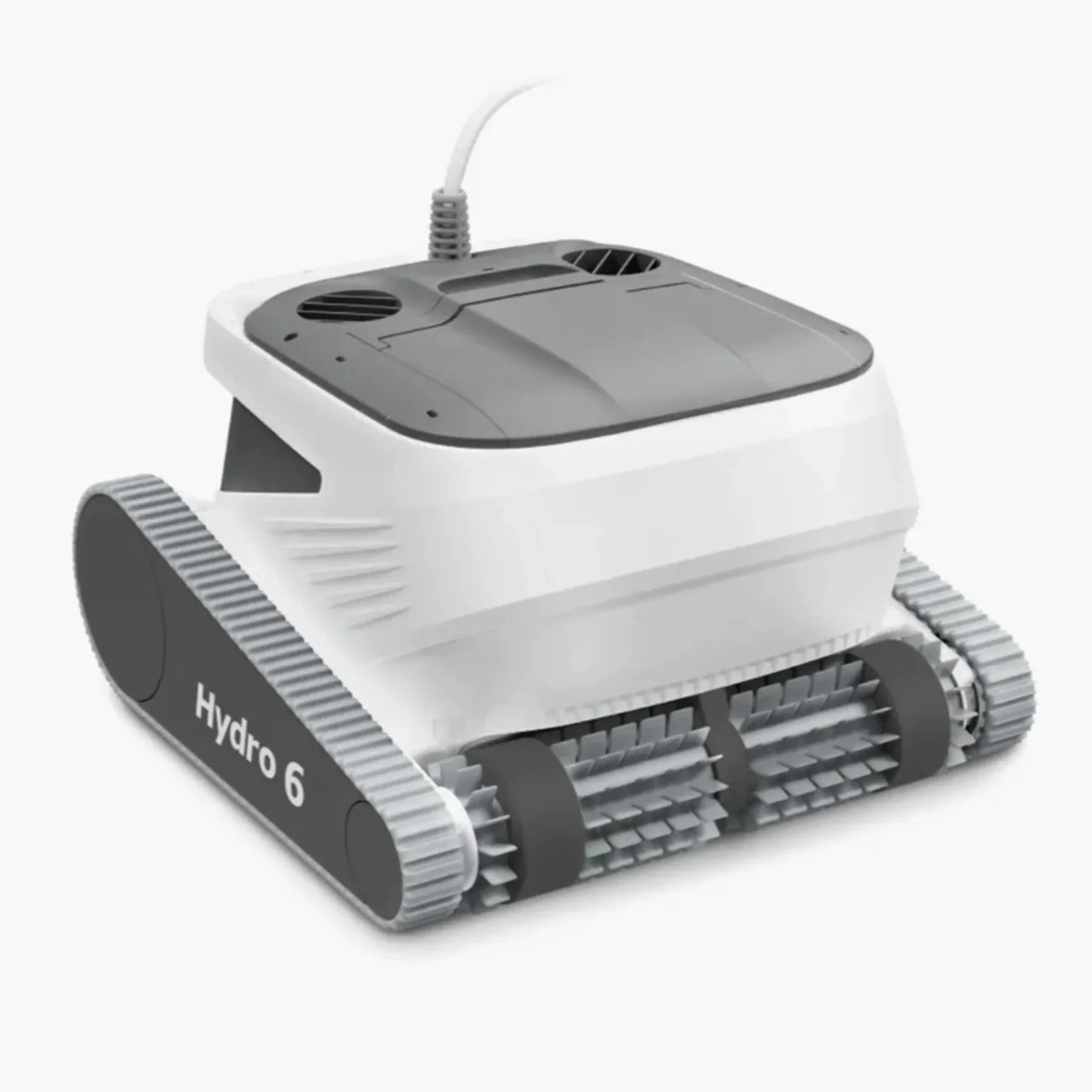 Robot nettoyeur de piscine Hydro 6 gris et blanc, avec brosses rotatives
