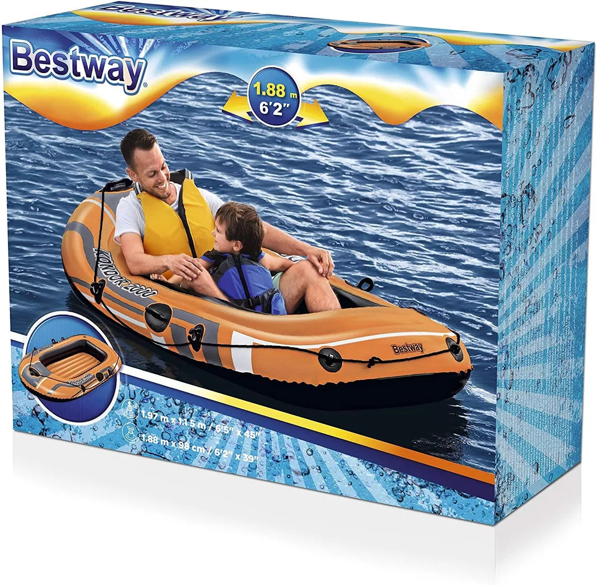 BESTWAY BATEAU GOFLABLE 2 PERSONNES  KONDOR 2000 - 71865 - Piscines Geyser