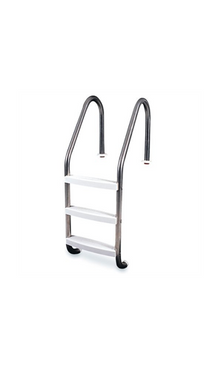 Échelle en acier inoxydable (316L) grade marine - 3 marches de plastique blanches