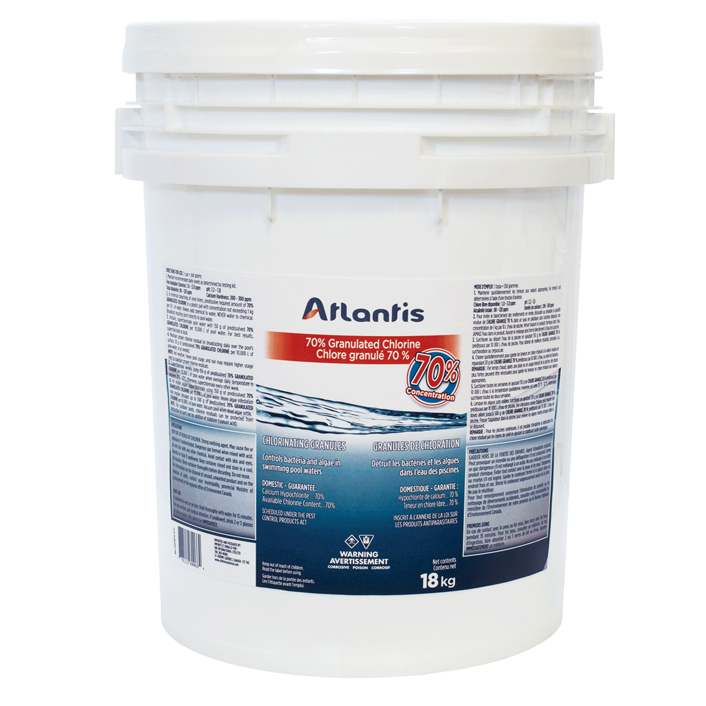 ATLANTIS CHLORE GRANULE  70%  18 KG - Piscines Geyser