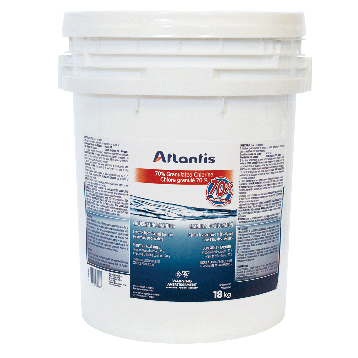 ATLANTIS CHLORE GRANULE  70%  18 KG - Piscines Geyser