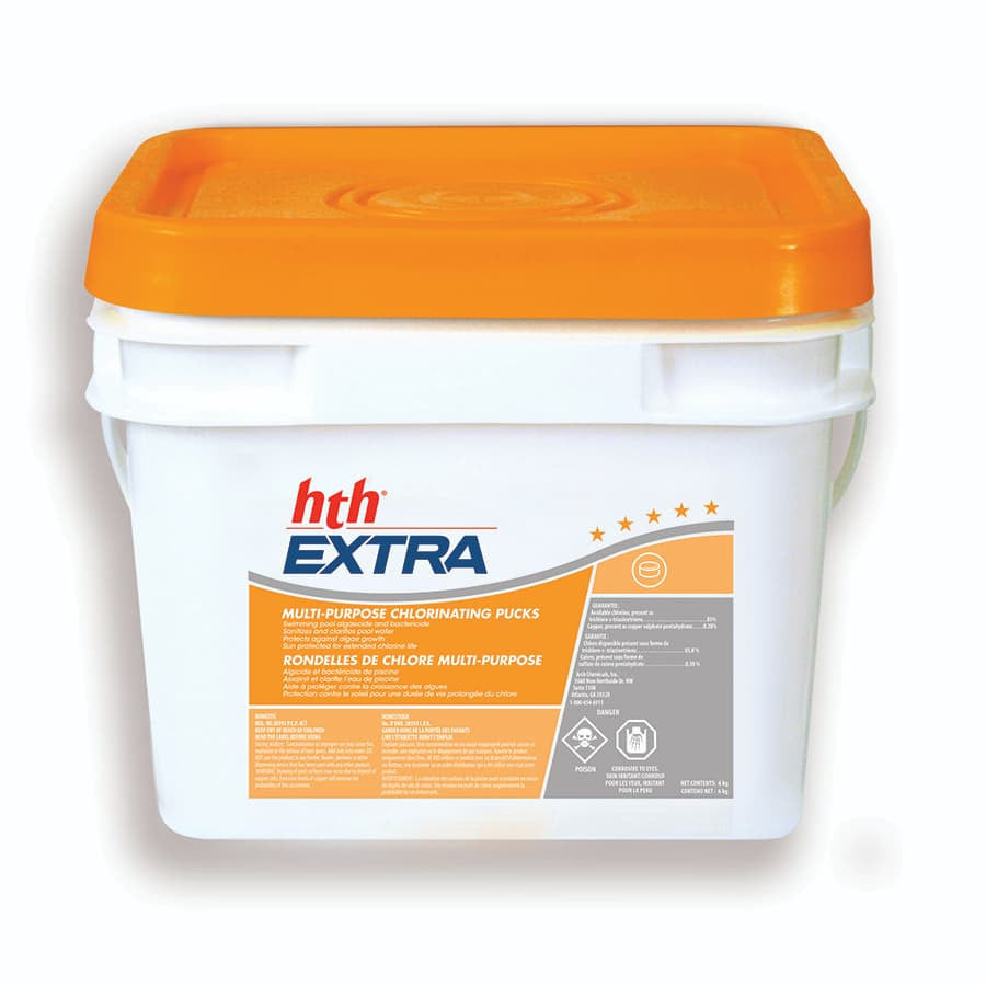 HTH EXTRA RONDELLES DE CHLORE MULTI-PURPOSE AVEC ALGICIDE INTÉGRÉ 6 KG - Piscines Geyser