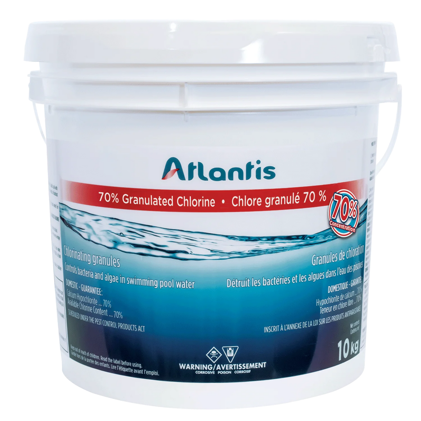 ATLANTIS CHLORE GRANULE  70% 10 KG - Piscines Geyser