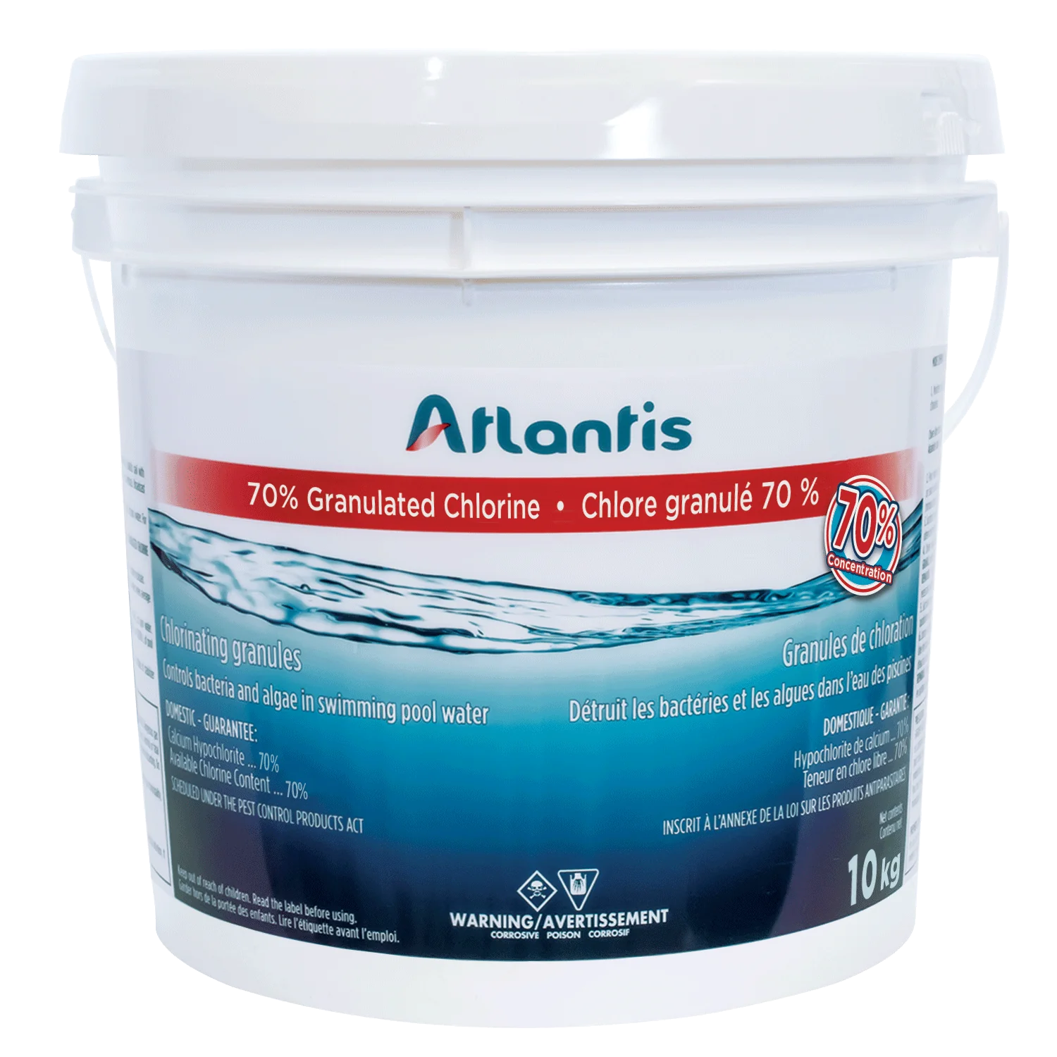 ATLANTIS CHLORE GRANULE  70% 10 KG - Piscines Geyser